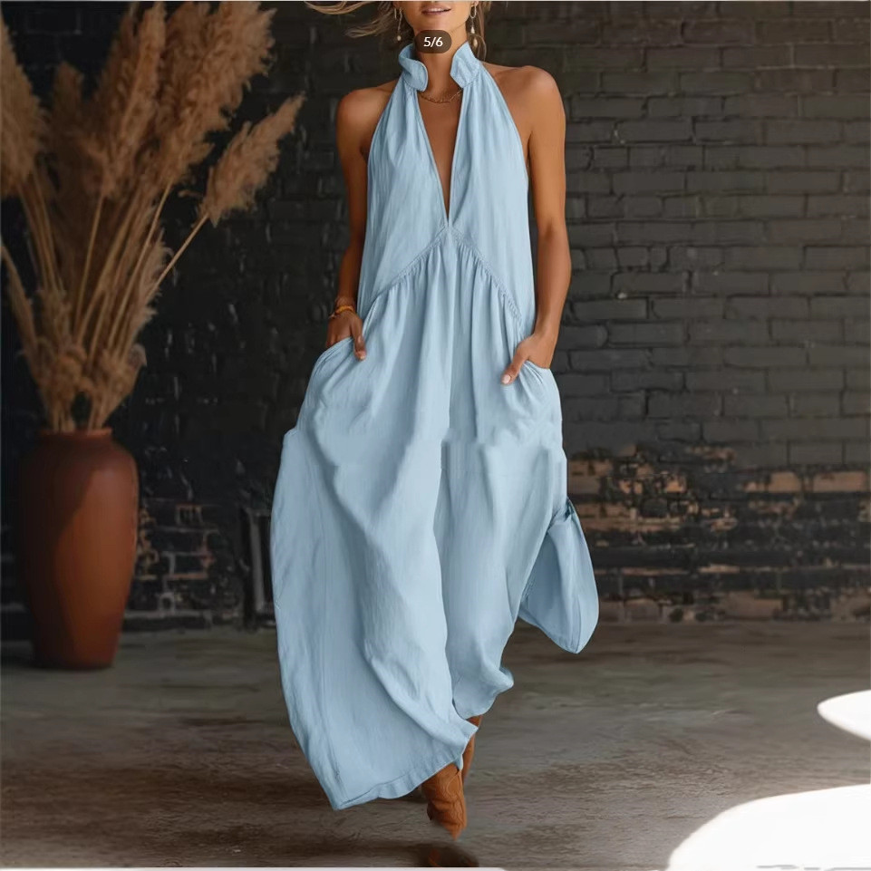 Vestido Elegante Cuello Mao Algodón-Lino para Mascotas - Imagen 4