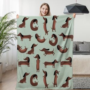 Manta Flanela Perros Salchicha Suave Cálida