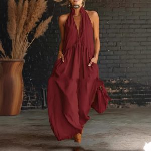 Vestido Elegante Cuello Mao Algodón-Lino para Mascotas