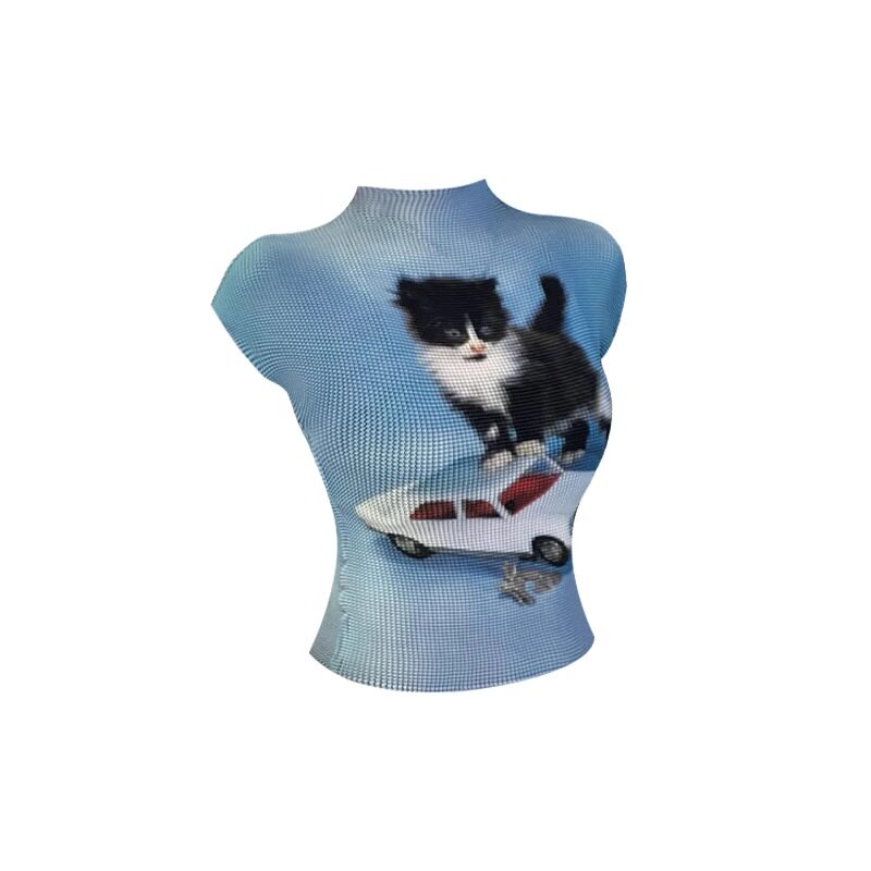 Camiseta Gato Cartoon Volantes - Estilo Americano - Imagen 3