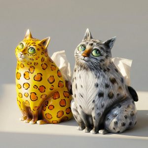 Caja de Pañuelos Decorativa Gato Pintada a Mano